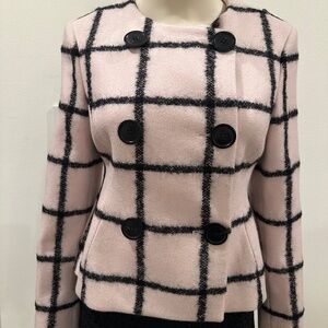 Christian Dior Double Breasted Wool Jacket Plaid Size 8